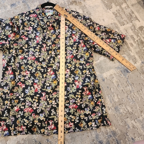 Reyn Spooner Hawaiian Black Multi Floral short sleeve button shirt cotton L - Picture 9 of 12